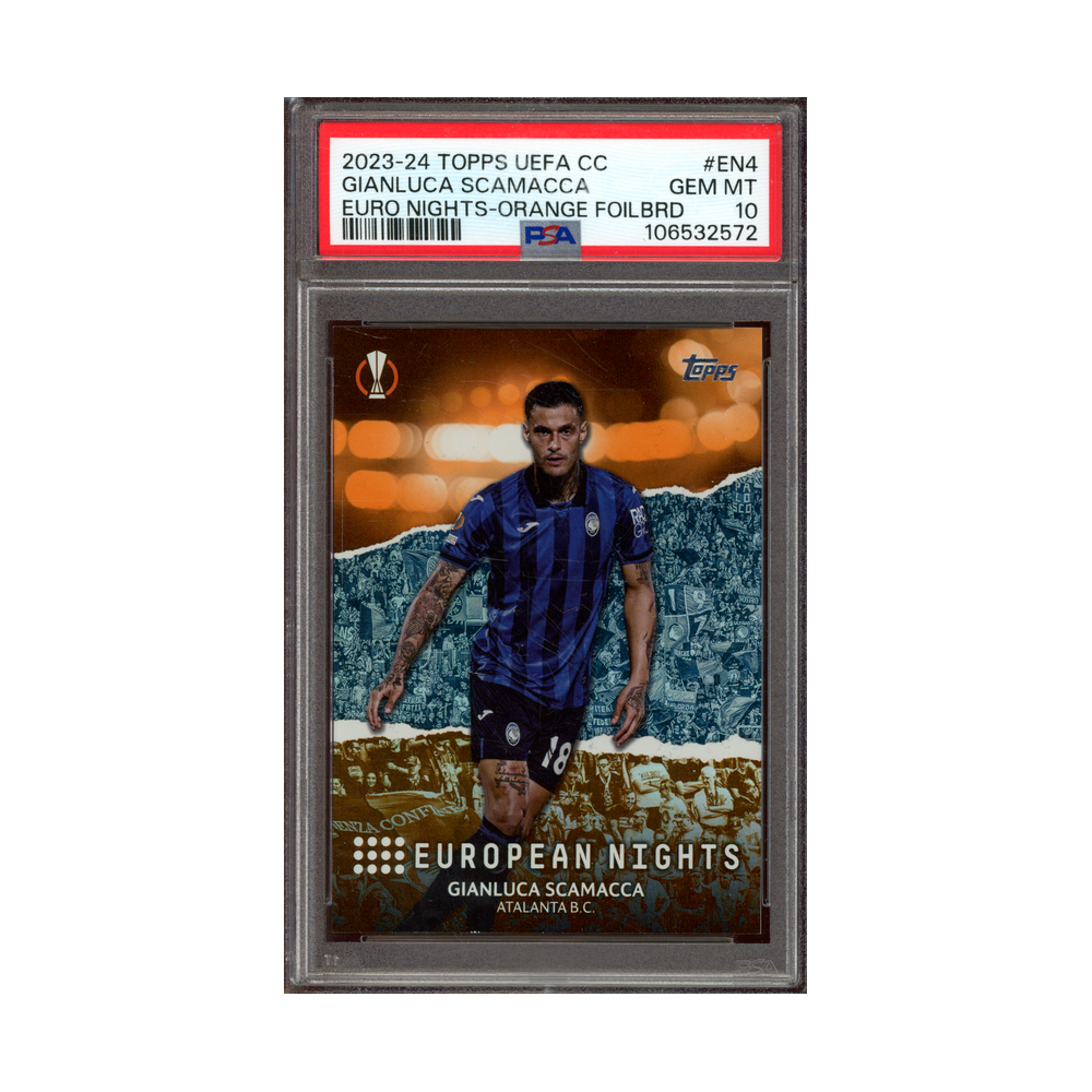 Gianluca Scamacca 2023-24 Topps Uefa CC Euro Nights Orange /25 PSA 10