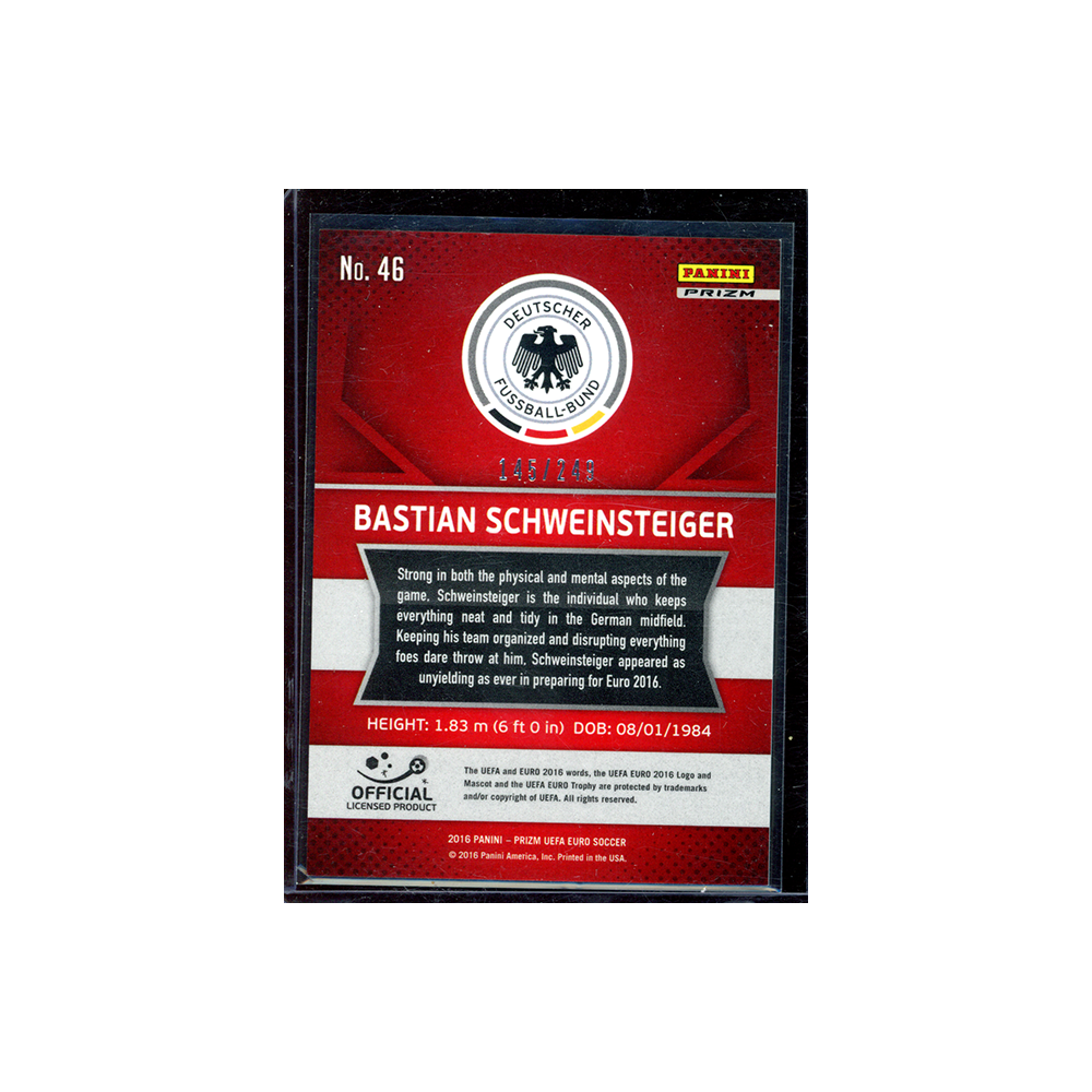 Bastian Schweinsteiger 2016 Prizm UEFA Euro Soccer Blue /249