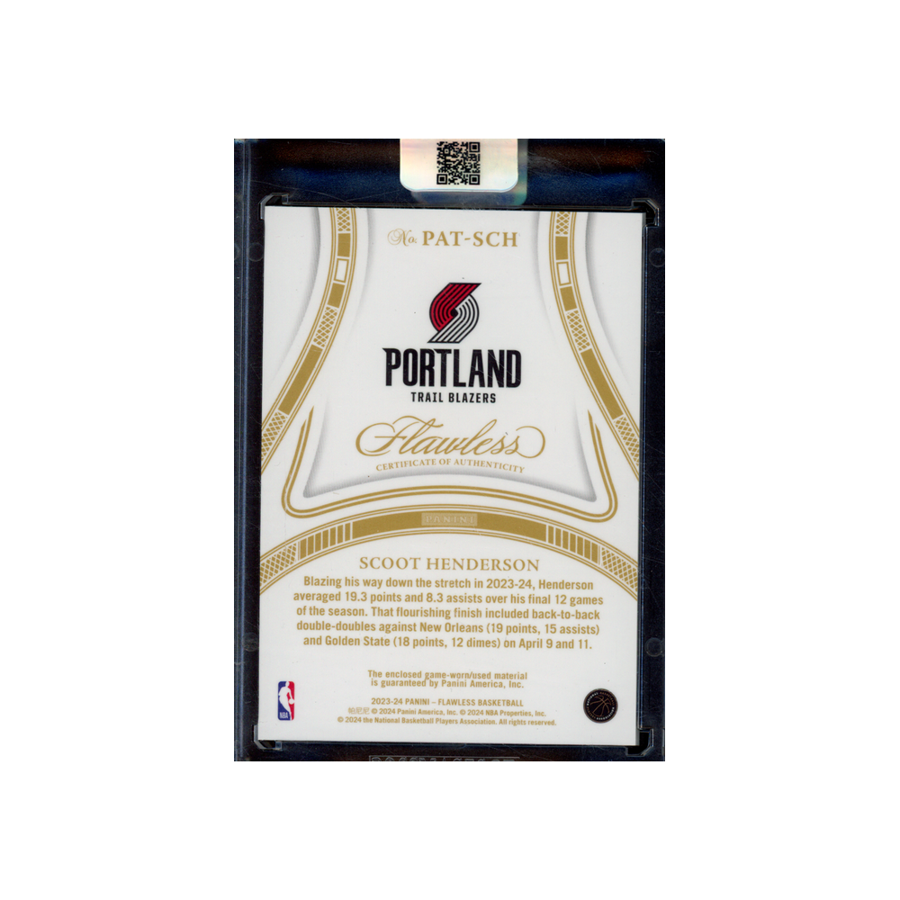 Scoot Henderson 2023-24 Panini Flawless Basketball Rookie Patch /20