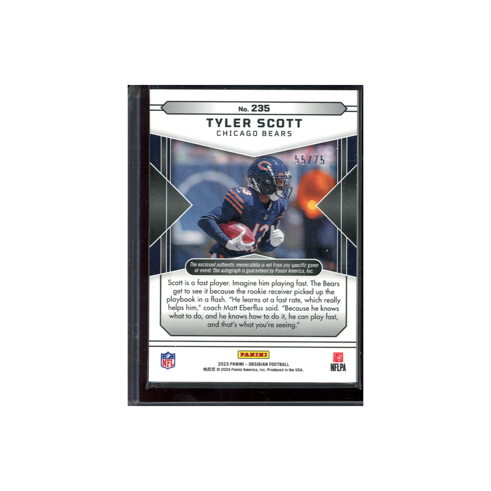 Tyler Scott 2023 Panini Obsidian Football Rookie Patch Auto /75