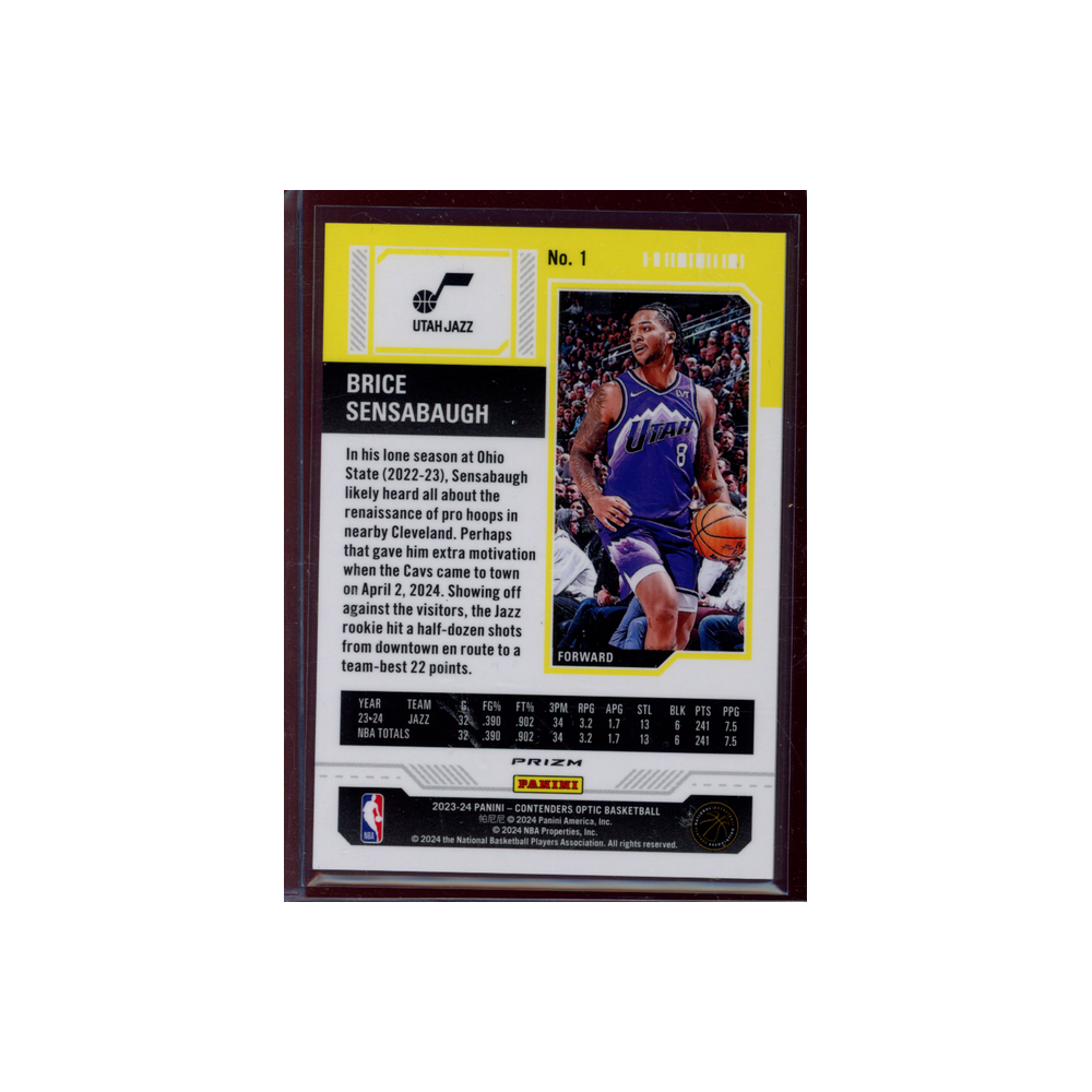 Brice Sensabaugh 2023-24 Panini Contenders Optic Basketball Rookie Ticket Red