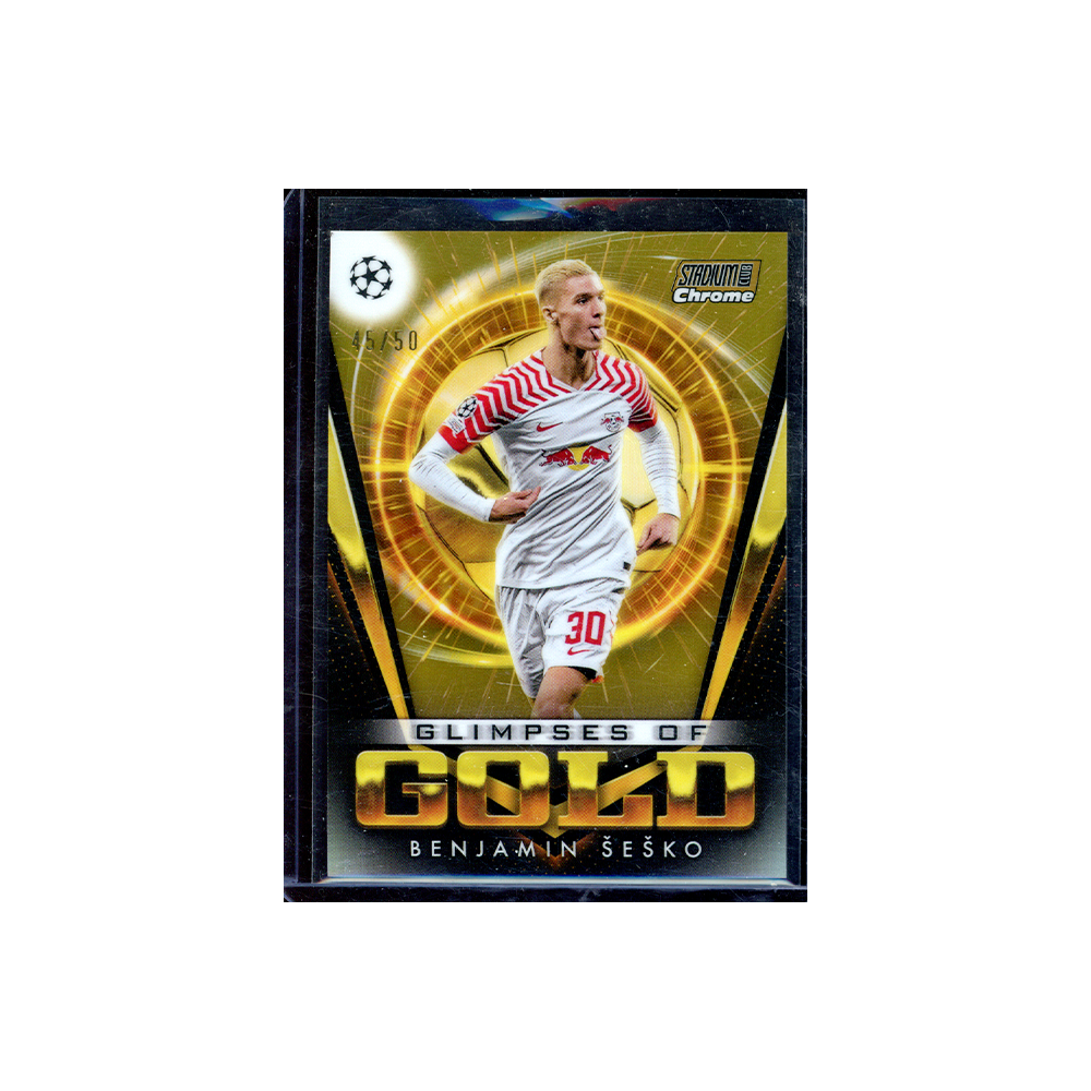 Benjamin Sesko 2023-24 Topps Stadium Club Chrome UCC Soccer Glimpses of Gold /50