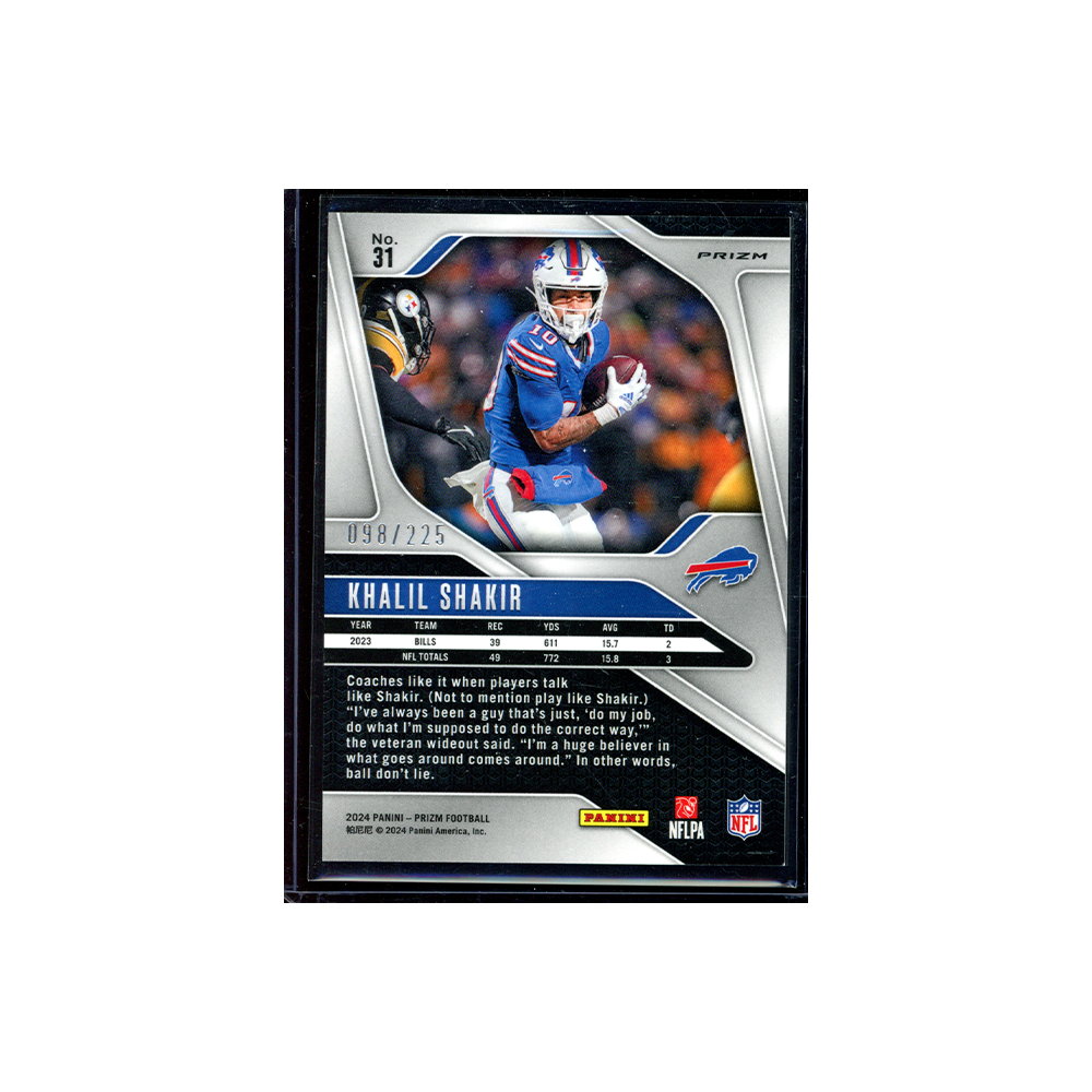 Khalil Shakir 2024 Panini Prizm Football Purple Ice /225