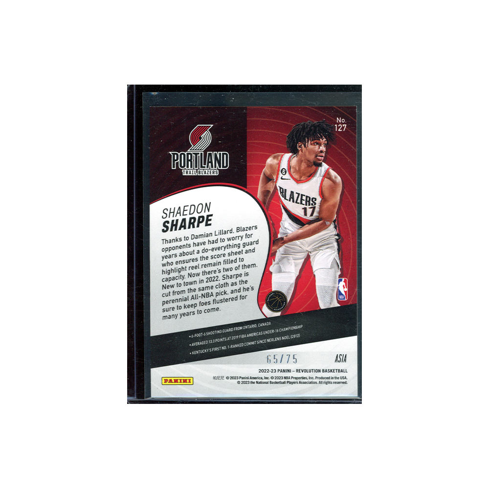 Shaedon Sharpe 2022-23 Panini Revolution Basketball Rookie Asia /75
