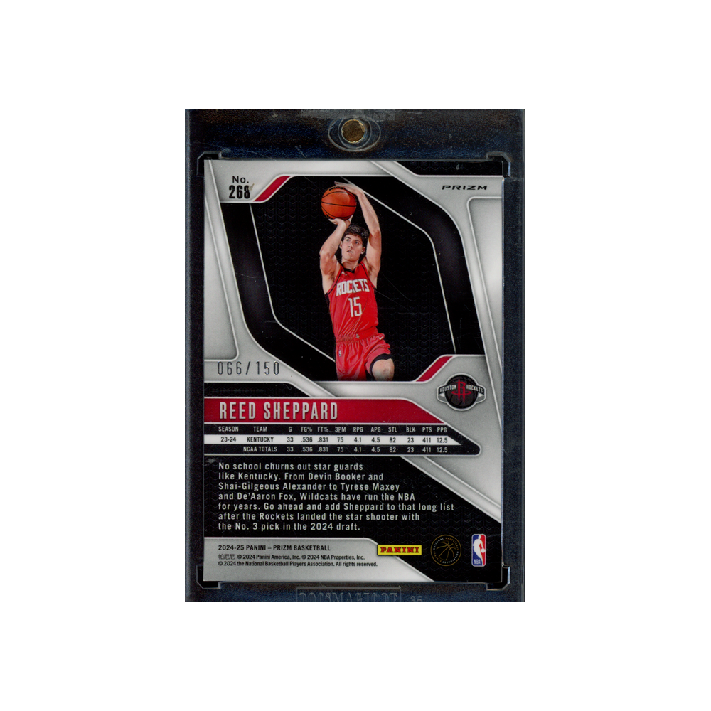 Reed Sheppard 2024-25 Panini Prizm Basketball Fast Break Blue Prizm Rookie /150