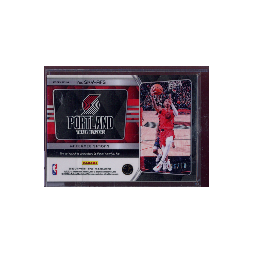 Anfernee Simons 2023-24 Panini Spectra Basketball Sky-High Auto International /10