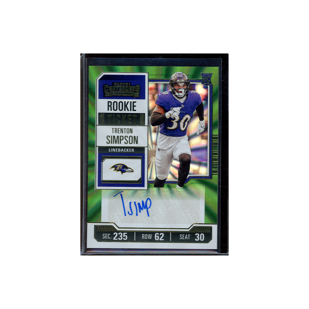 Trenton Simpson 2023 Panini Contenders Football Rookie Ticket Auto Green Laser