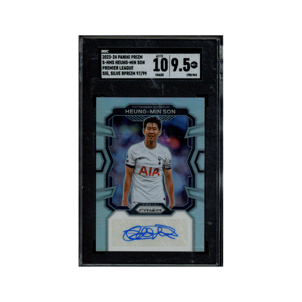 Heung-Min Son 2023-24 Panini Prizm Premier League Soccer Silver Prizm Auto /99 SGC 9.5/10