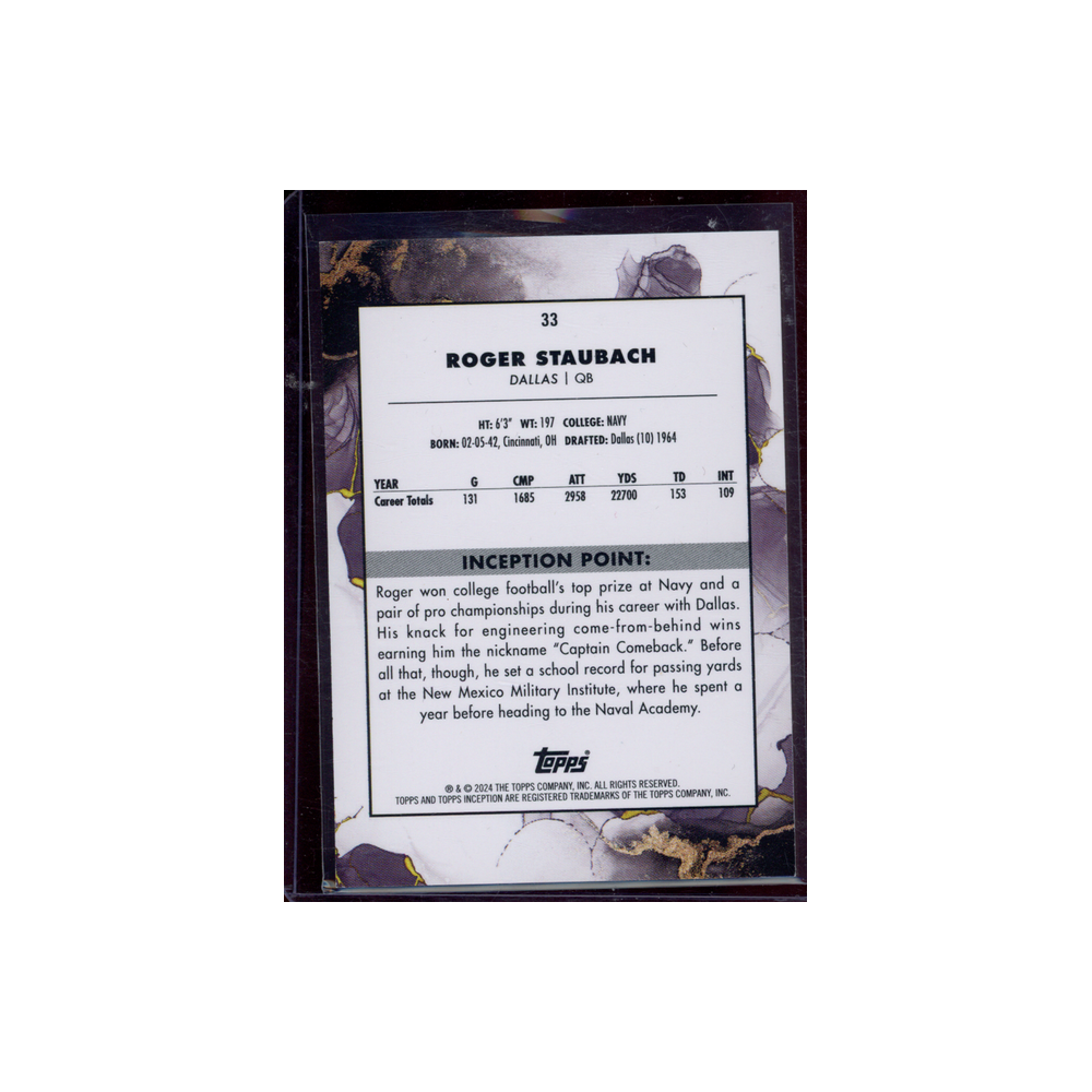 Roger Staubach 2024 Topps Inception Football /75