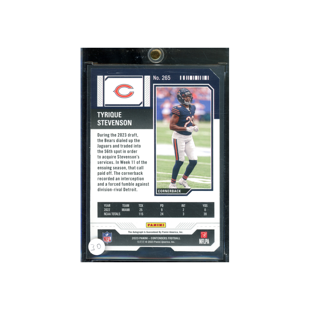 Tyrique Stevenson 2023 Panini Contenders Football Rookie Ticket Auto /29