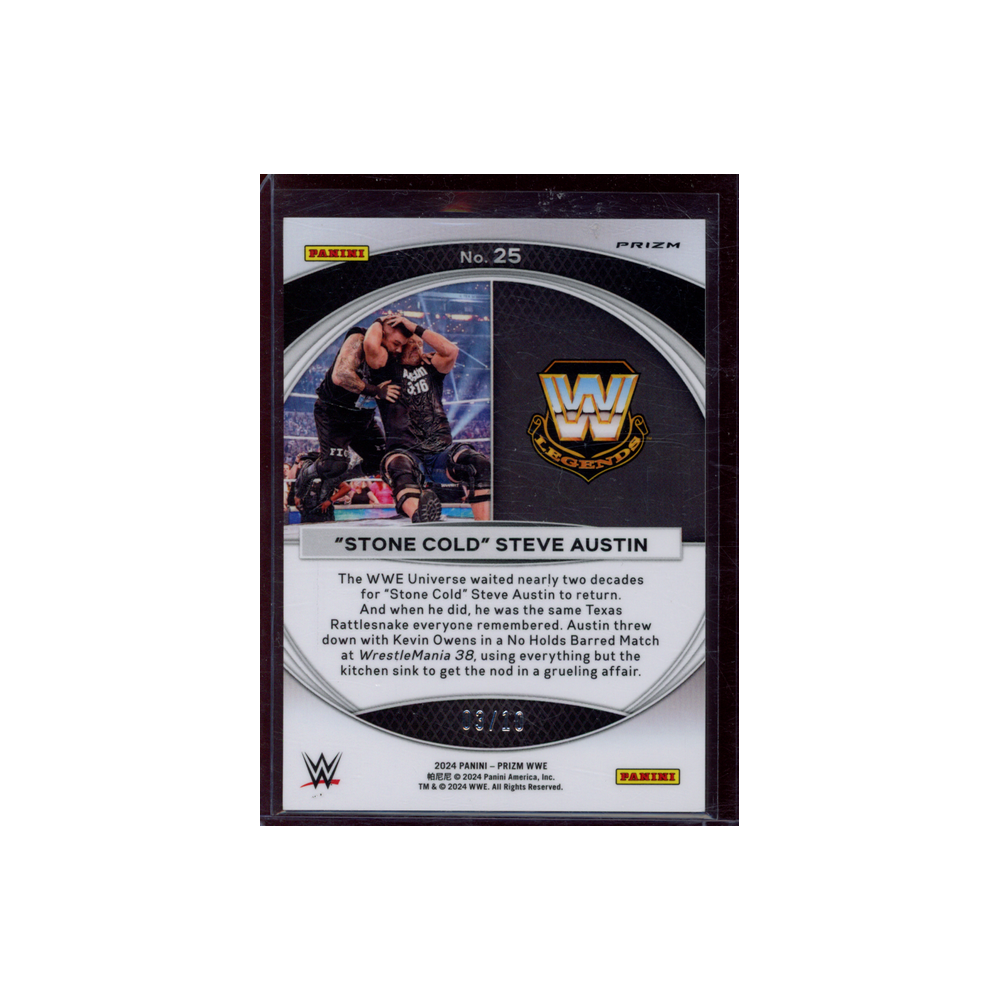 Stone Cold Steve Austin 2024 Panini Prizm WWE Wrestlemania Moments Gold Prizm /10