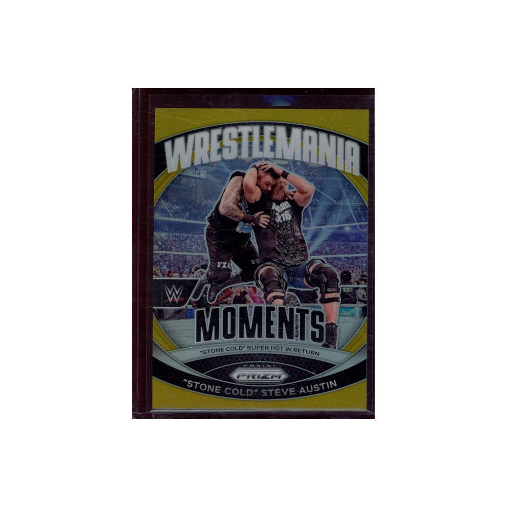 Stone Cold Steve Austin 2024 Panini Prizm WWE Wrestlemania Moments Gold Prizm /10