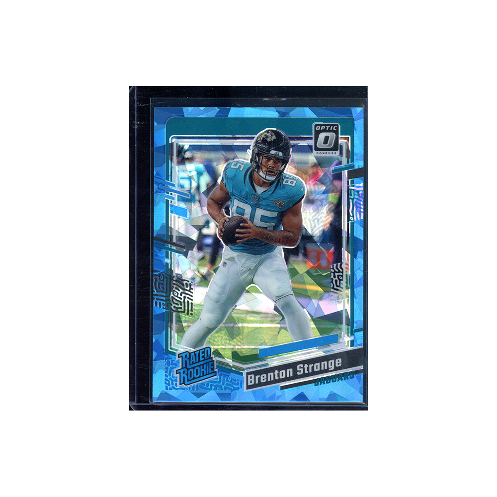 Brenton Strange 2023 Panini Donruss Optic Footbal Rated Rookie Blue Ice /15