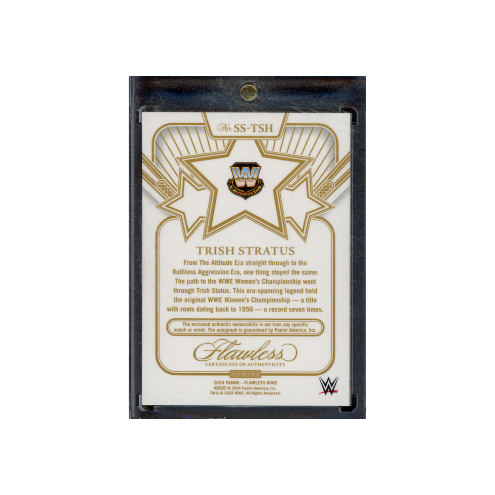 Trish Stratus 2024 Panini Flawless WWE Star Swatch Signatures Gold /10