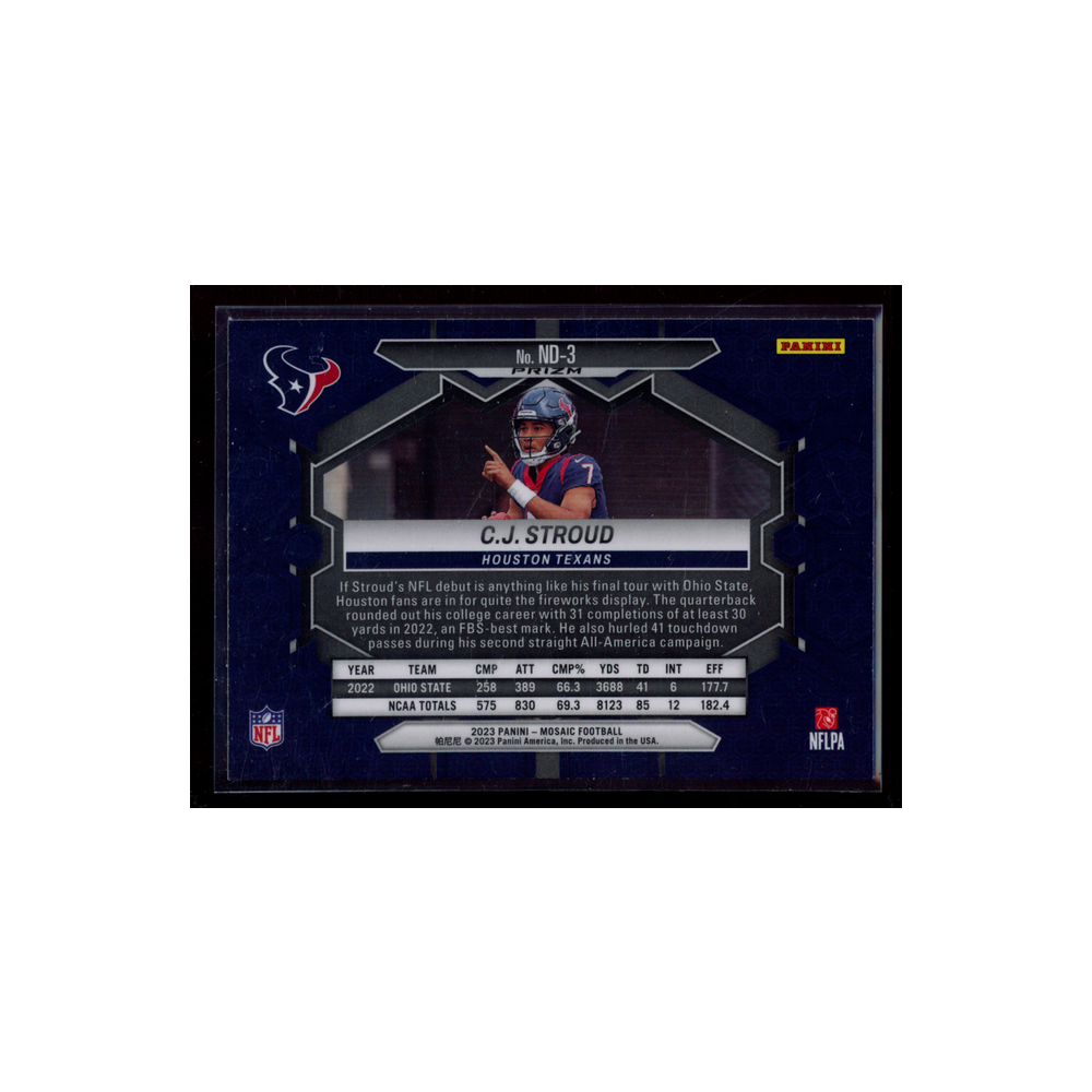 CJ Stroud 2023 Panini Mosaic Football NFL Debut Rookie Mosaic