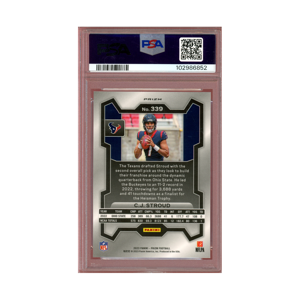 CJ Stroud 2023 Panini Prizm Football Silver Prizm Rookie PSA 9