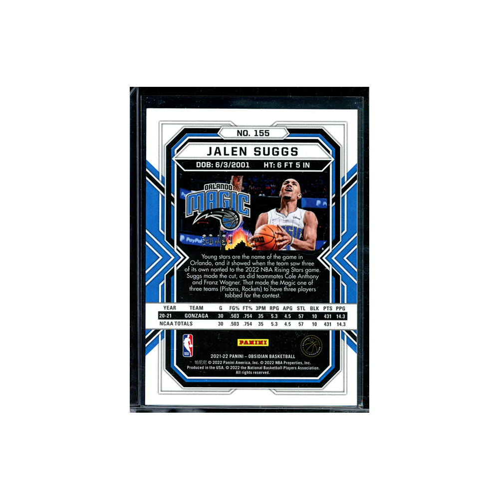 Jalen Suggs 2021-22 Panini Obsidian Basketball Rookie Yellow /99