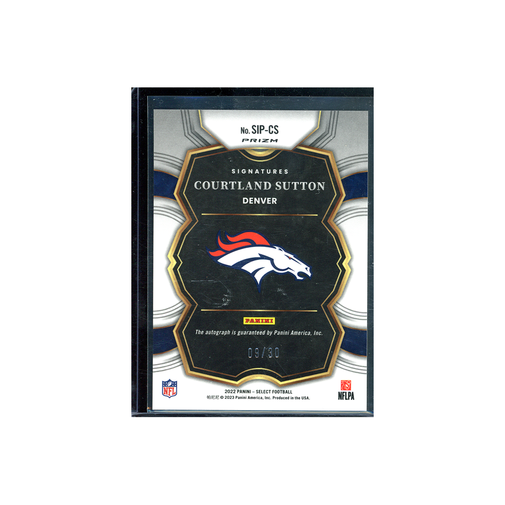 Courtland Sutton 2022 Panini Select Football Auto White /30