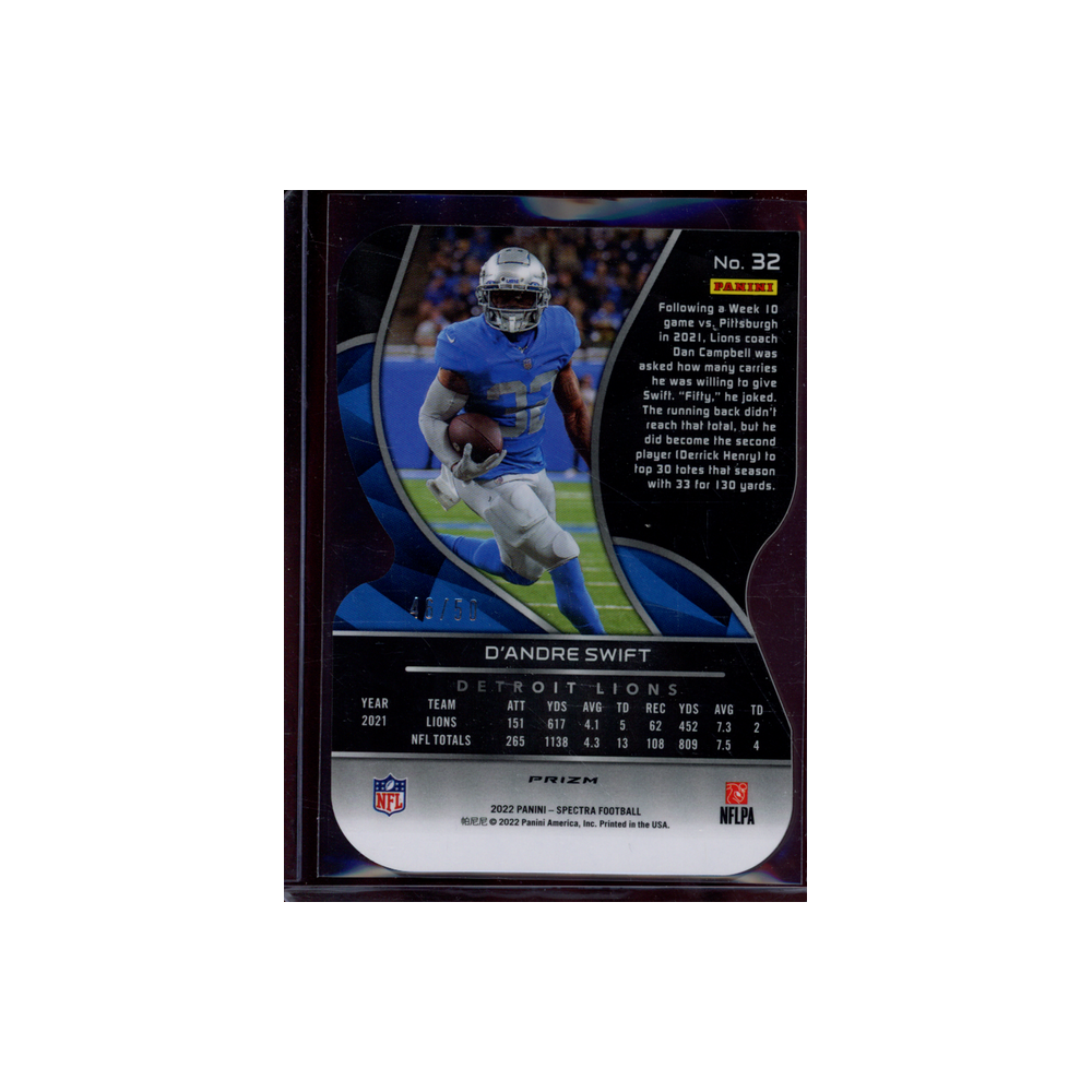 D'Andre Swift 2022 Panini Spectra Football Blue Die-Cut /50