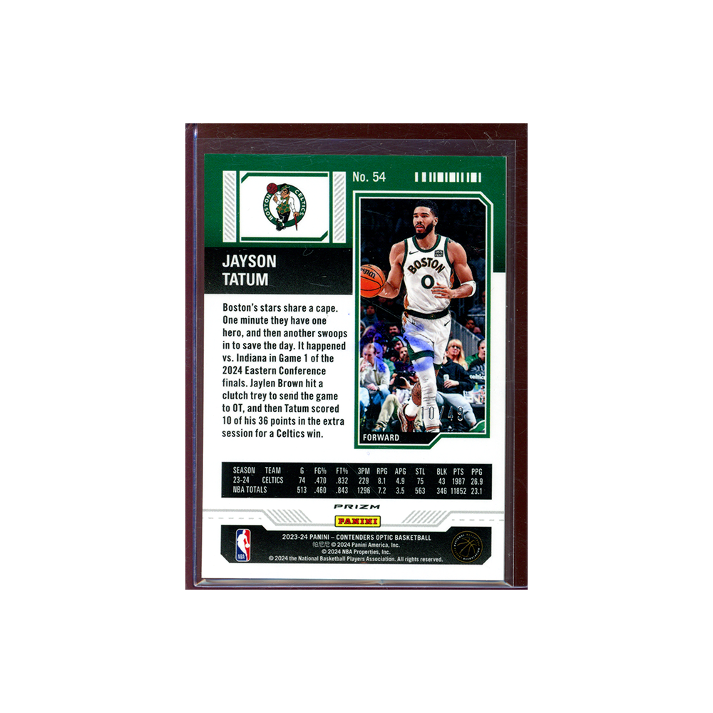 Jayson Tatum 2023-24 Panini Contenders Optic Basketball Orange /49