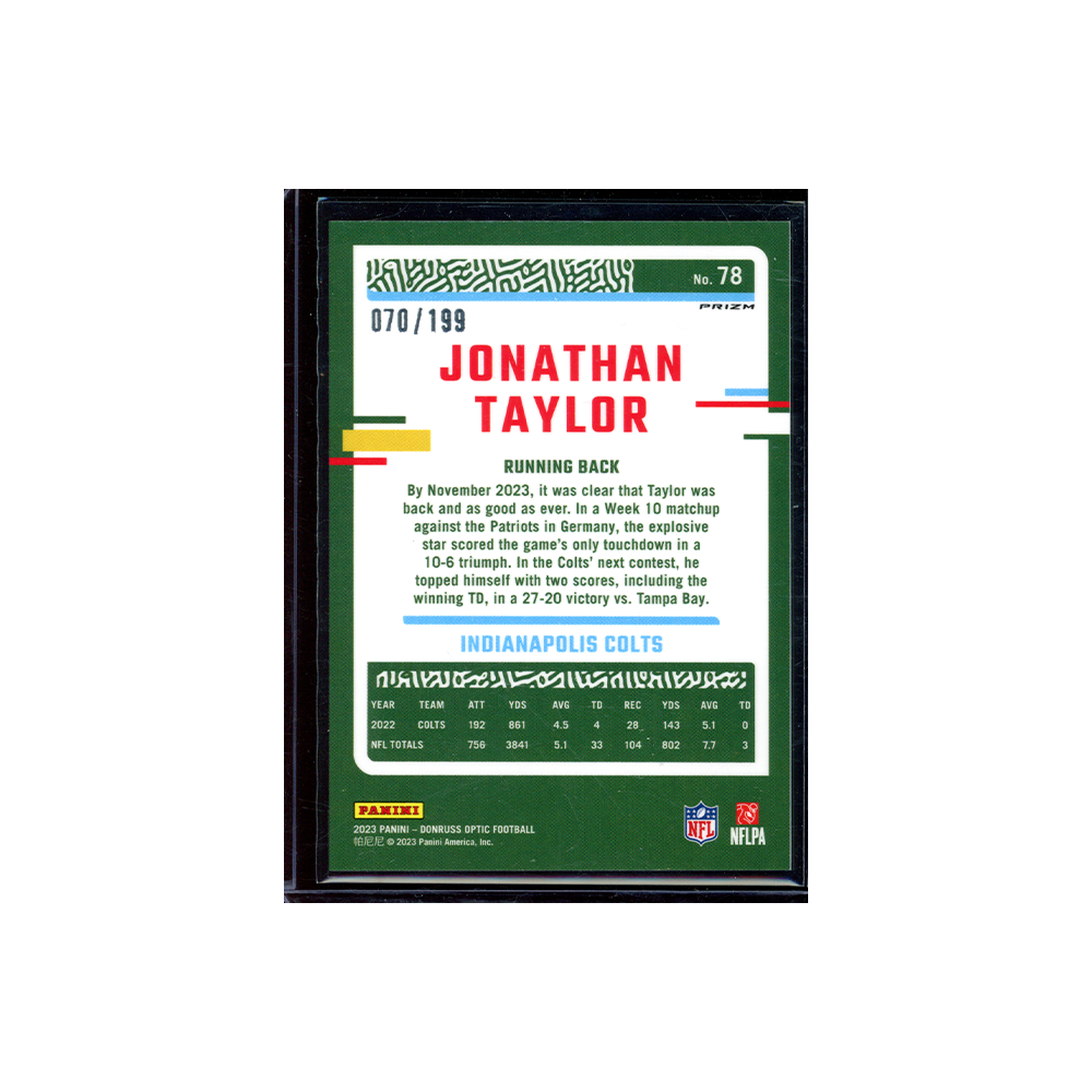 Jonathan Taylor 2023 Panini Donruss Optic Football Blue /199