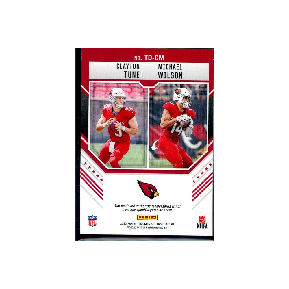 Clayton Tune Michael Wilson 2023 Panini Rookies & Stars Football Team Duals Rookie Patch Red /399