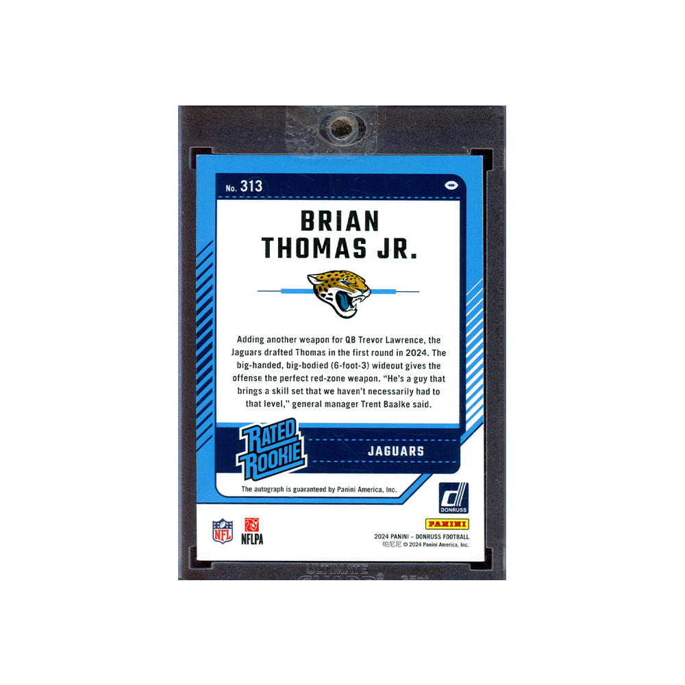 Brian Thomas Jr. 2024 Panini Donruss Football Rated Rookie Auto Purple /150