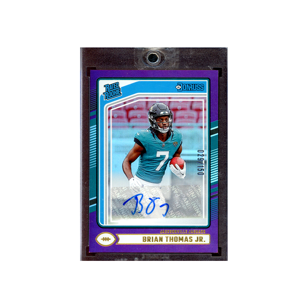 Brian Thomas Jr. 2024 Panini Donruss Football Rated Rookie Auto Purple /150