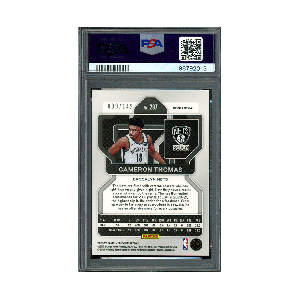 Cameron Thomas 2021 Panini Prizm Basketball Purple Ice Prizm Rookie /149