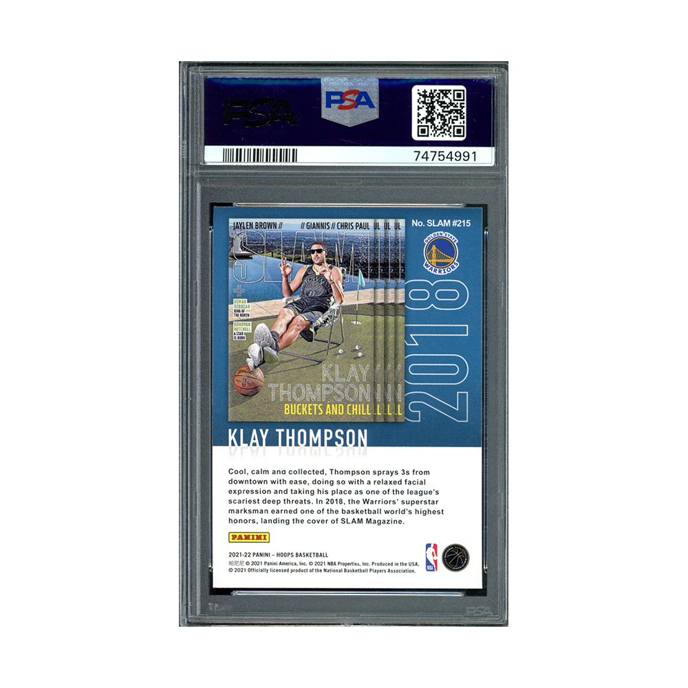 Klay Thompson 2021-22 Panini NBA Hoops Basketball Slam Holo PSA 10