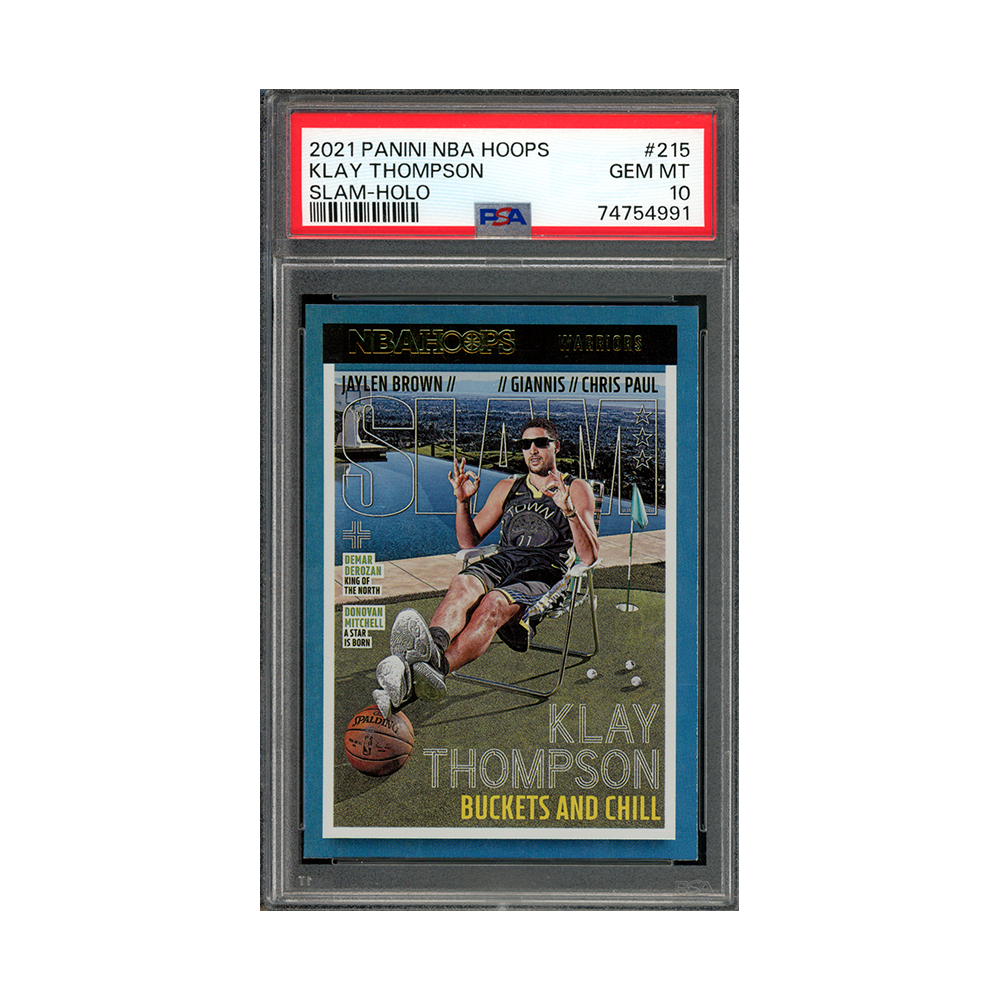 Klay Thompson 2021-22 Panini NBA Hoops Basketball Slam Holo PSA 10