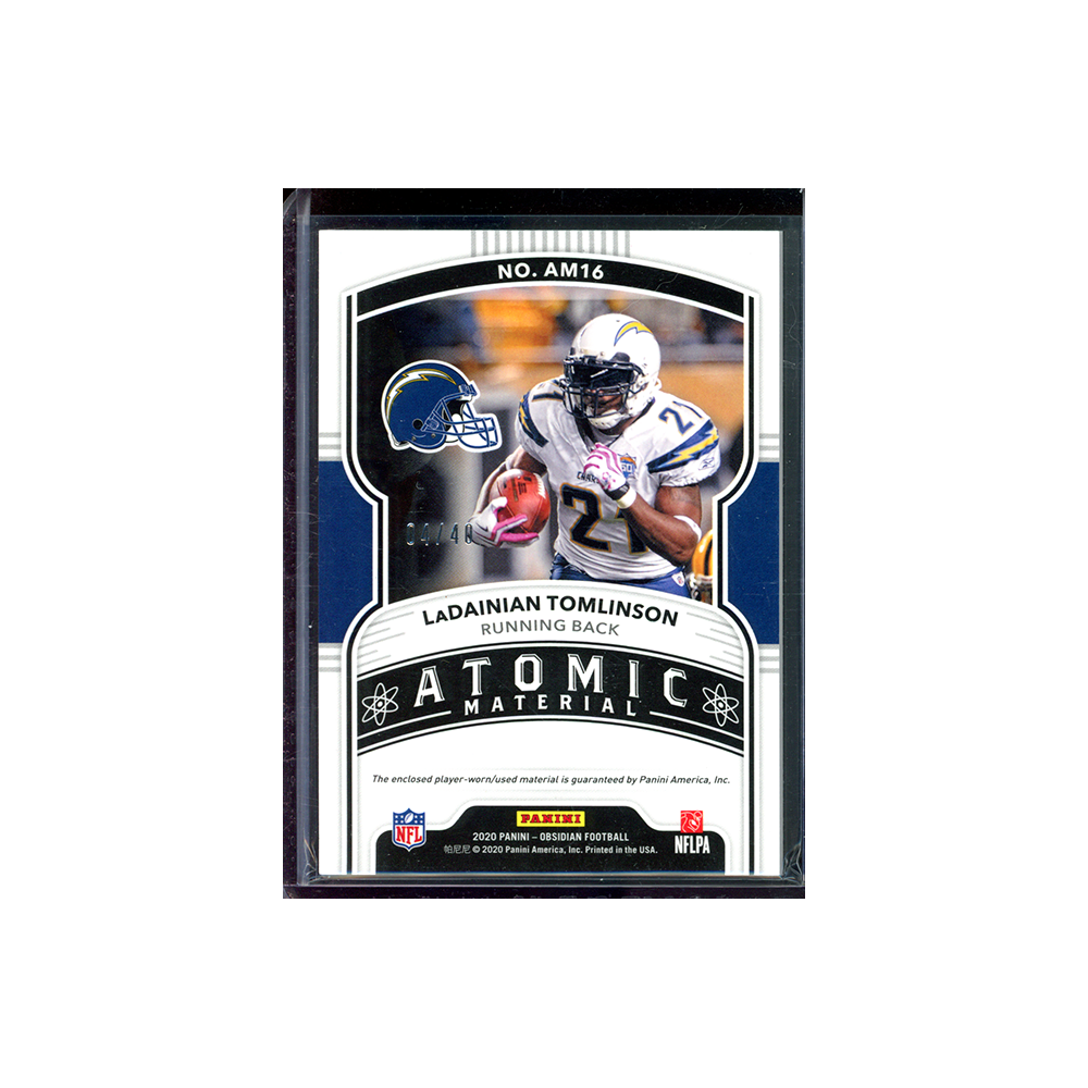 LaDainian Tomlinson 2020 Panini Obsidian Football Atomic Material Patch /40