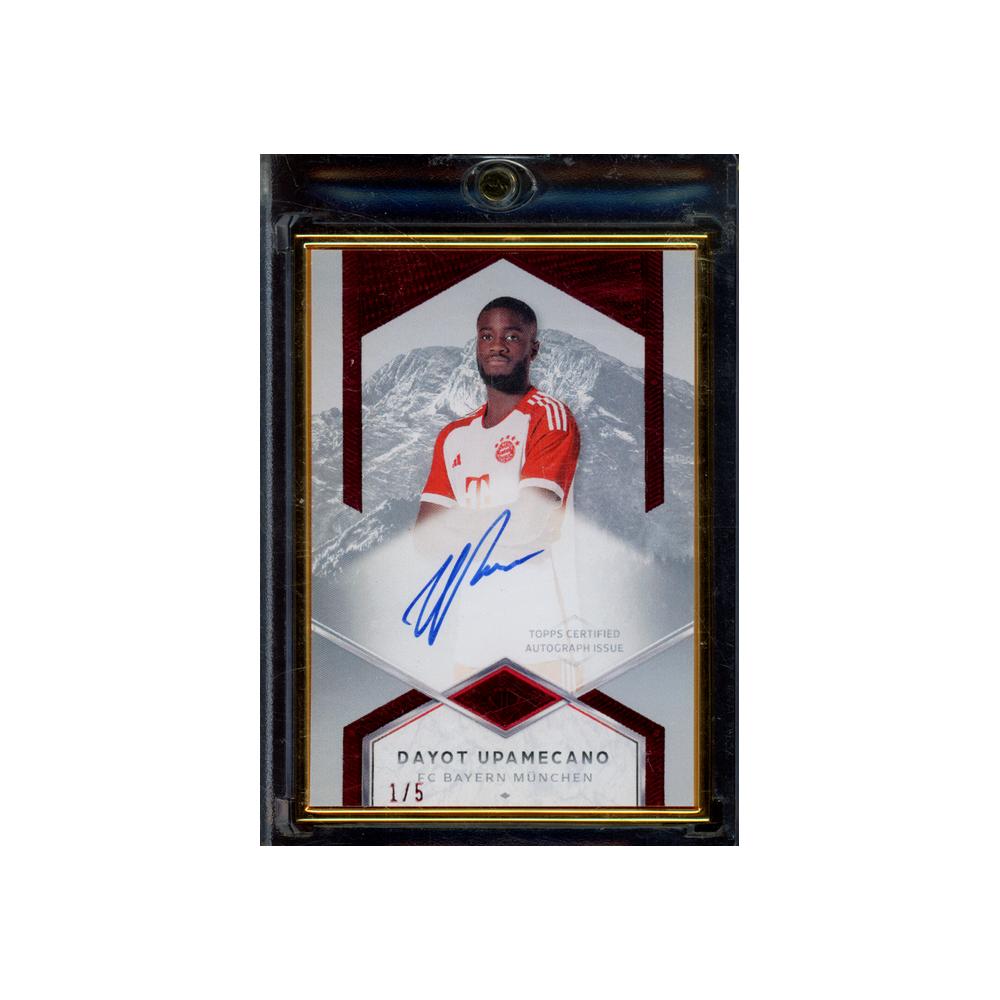Dayot Upamecano 2024 Topps Transcendent Variation Auto Framed Red /5