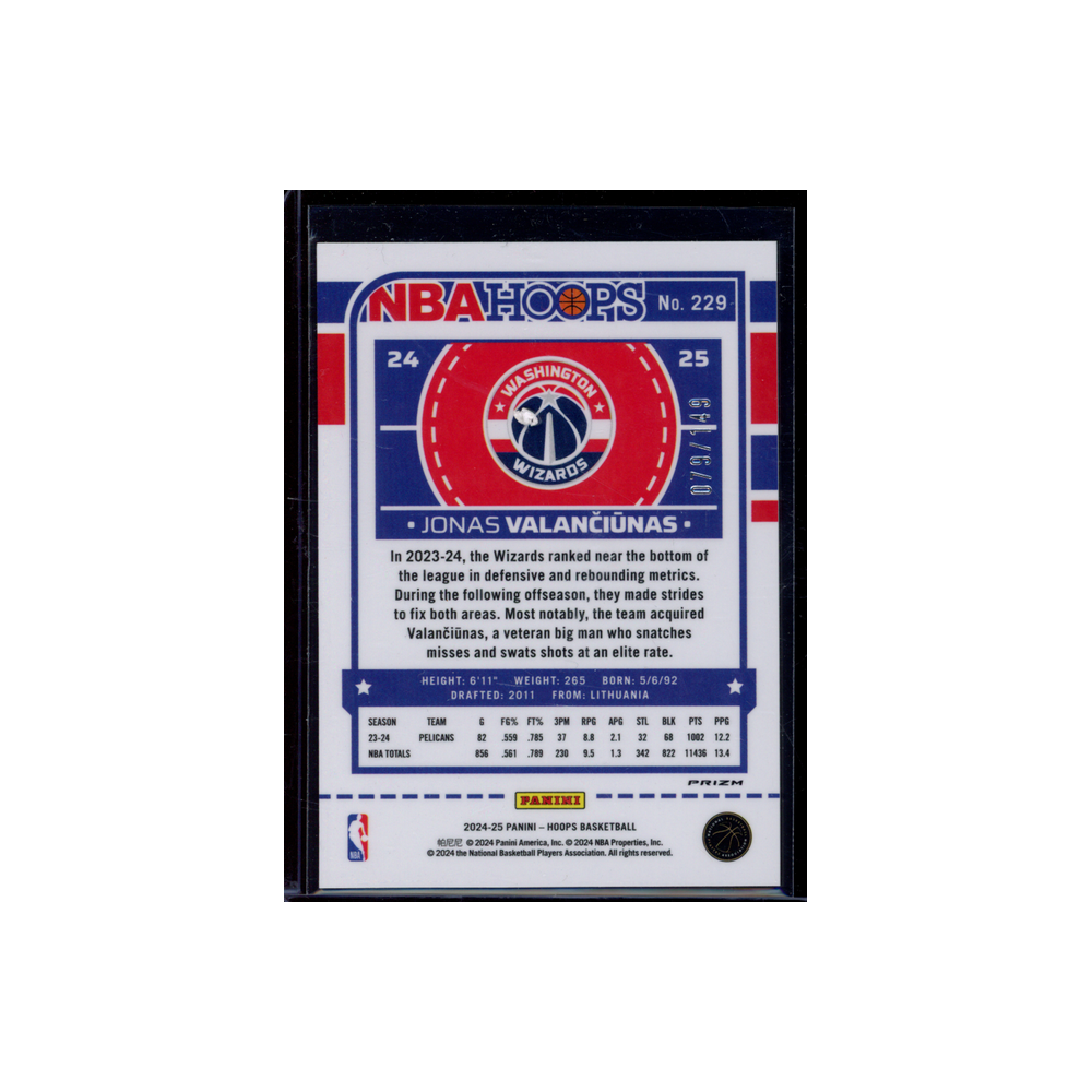 Jonas Valanciunas 2024-25 Panini Hoops Basketball /149