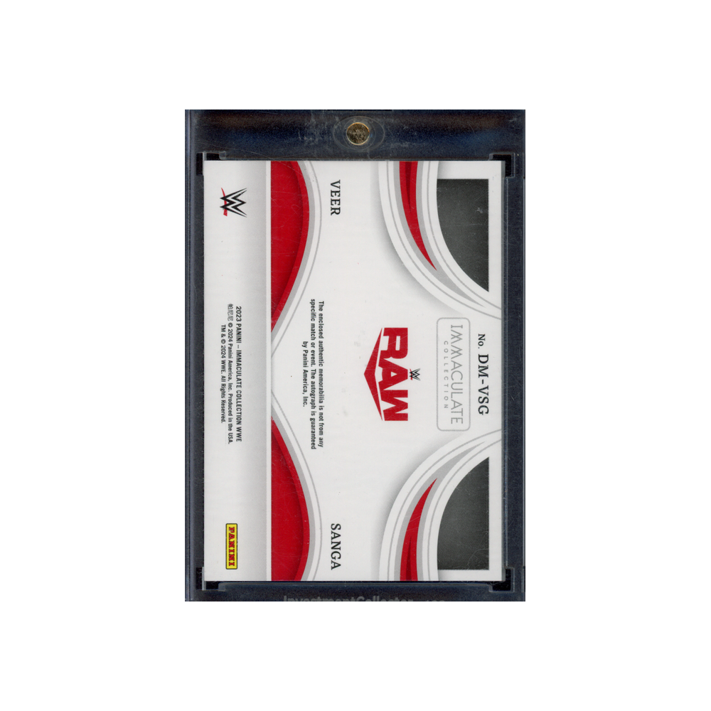 Veer & Sanga 2023 Panini Immaculate Collection WWE Dual Patch Auto Gold /10