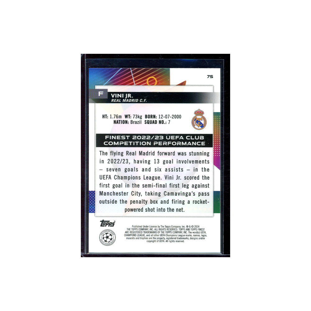 Vini Jr. 2023-24 Topps Finest UCC Soccer Blue Shimmer /199
