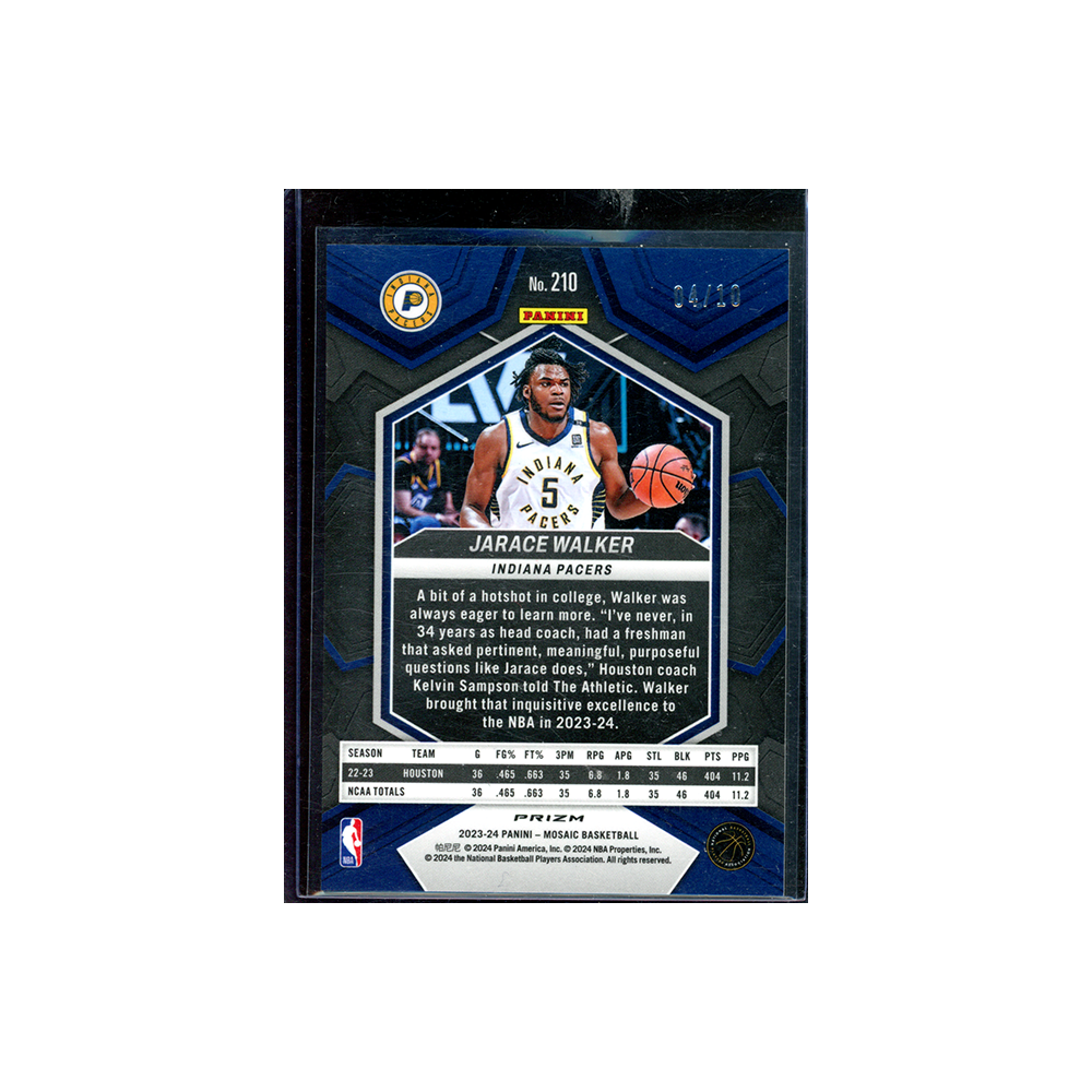 Jarace Walker 2023-24 Panini Mosaic Basketball International Rookie Gold /10