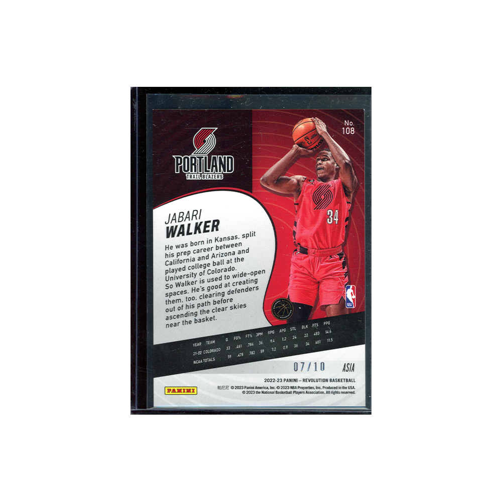 Jabari Walker 2022-23 Panini Revolution Basketball Rookie Asia /10