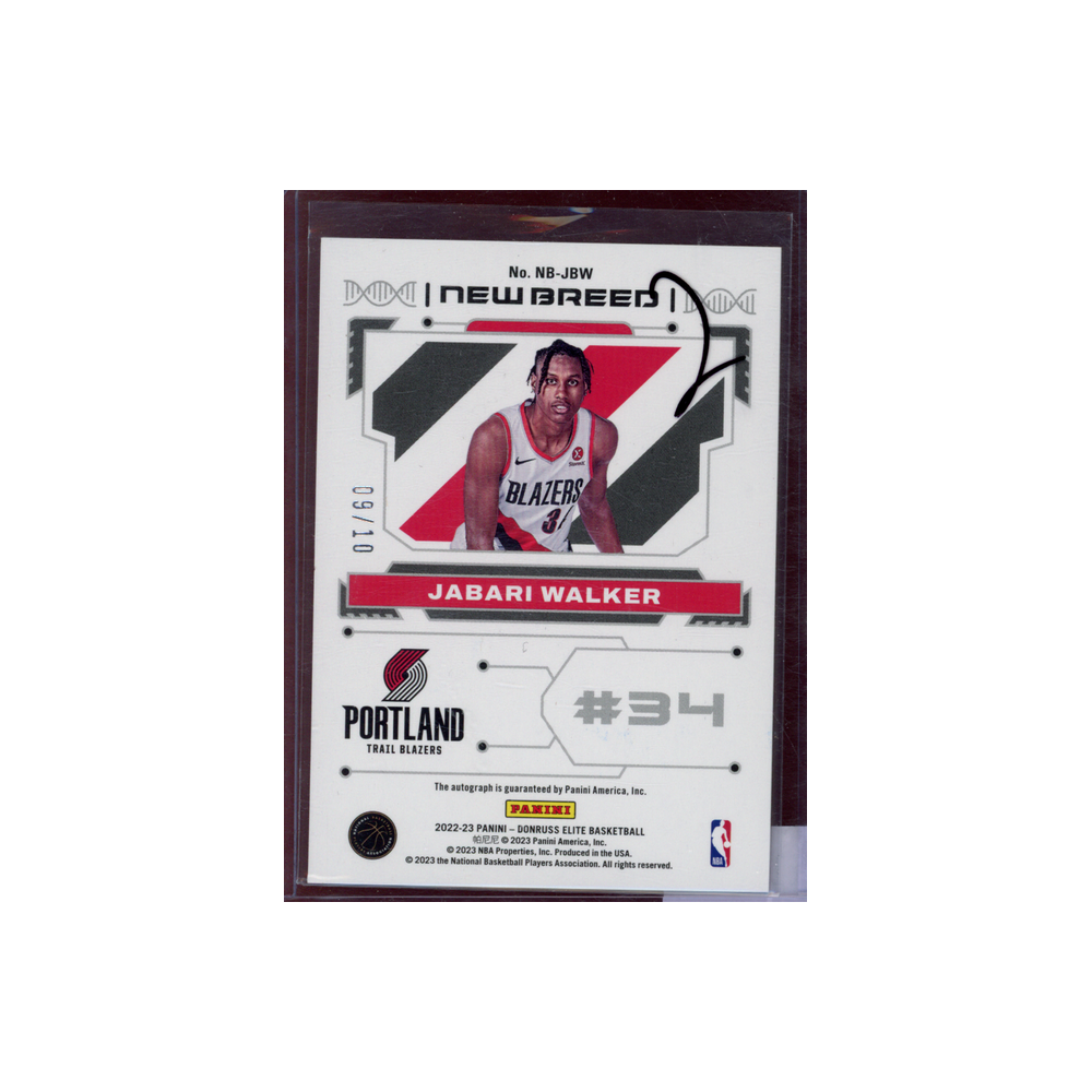 Jabari Walker 2022-23 Panini Donruss Elite Basketball New Breed Rookie Auto Gold /10
