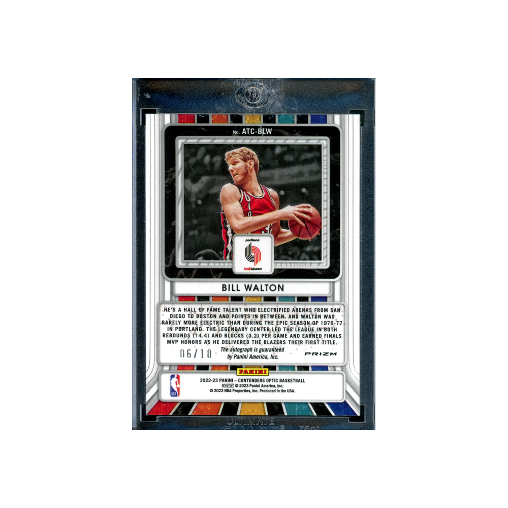 Bill Walton 2022-23 Panini Contenders Optic Basketball All-Time Contenders Auto Gold /10