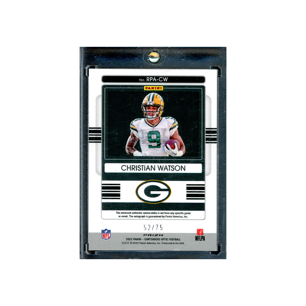Christian Watson 2022 Panini Contenders Optic Football RPA Silver /75