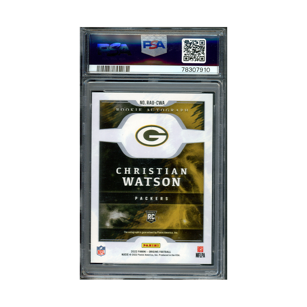 Christian Watson 2022 Panini Origins Football Rookie Auto PSA 10