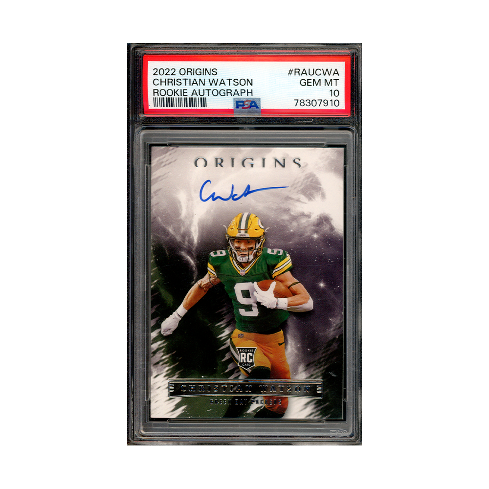 Christian Watson 2022 Panini Origins Football Rookie Auto PSA 10