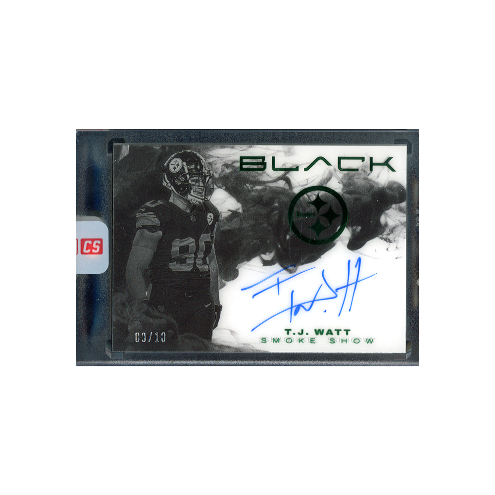 TJ Watt 2023 Panini Black Football Smoke Show Auto Emerald /10