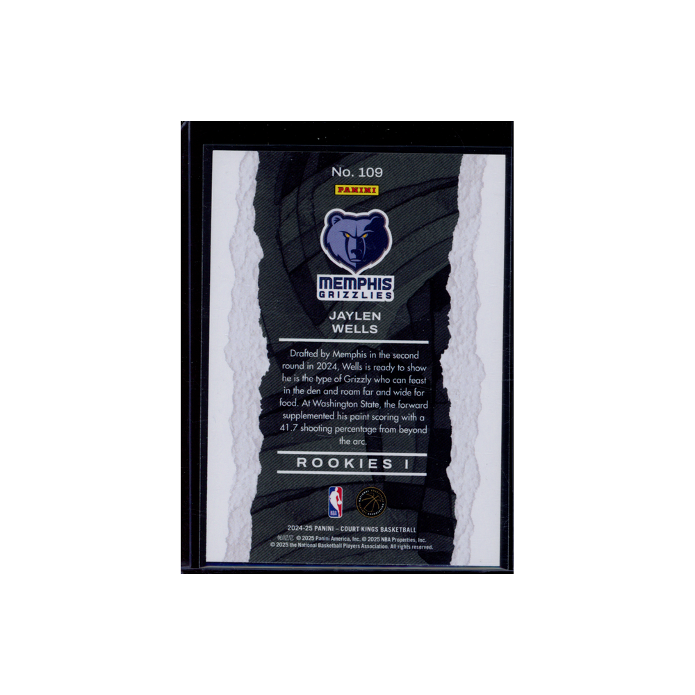 Jaylen Wells 2024-25 Panini Court Kings Basketball Rookies Level I