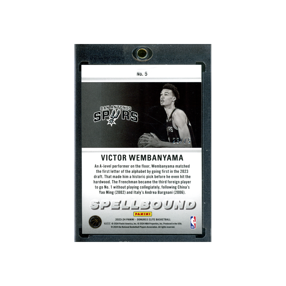 Victor Wembanyama 2023-24 Panini Donruss Elite Basketball Spellbound 'A' Green Rookie /75
