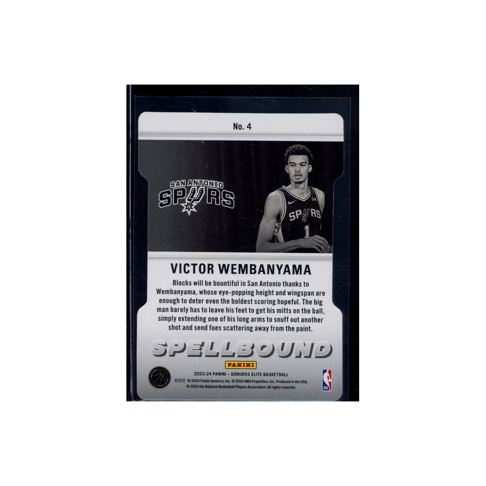 Victor Wembanyama 2023-24 Panini Donruss Elite Basketball Rookie Spellbound "B" Orange Die-Cut