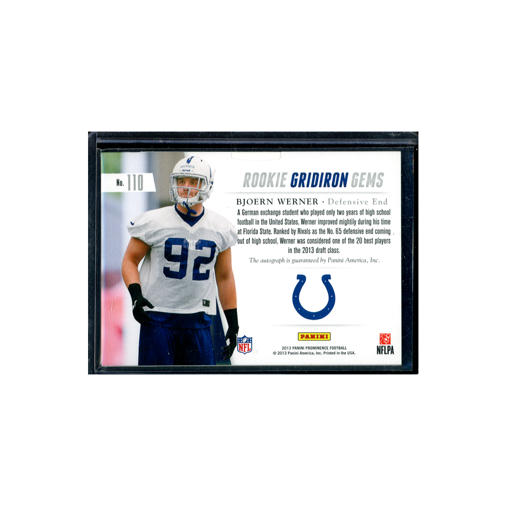 Björn Werner 2013 Panini Prominence Football Rookie Patch Auto /204