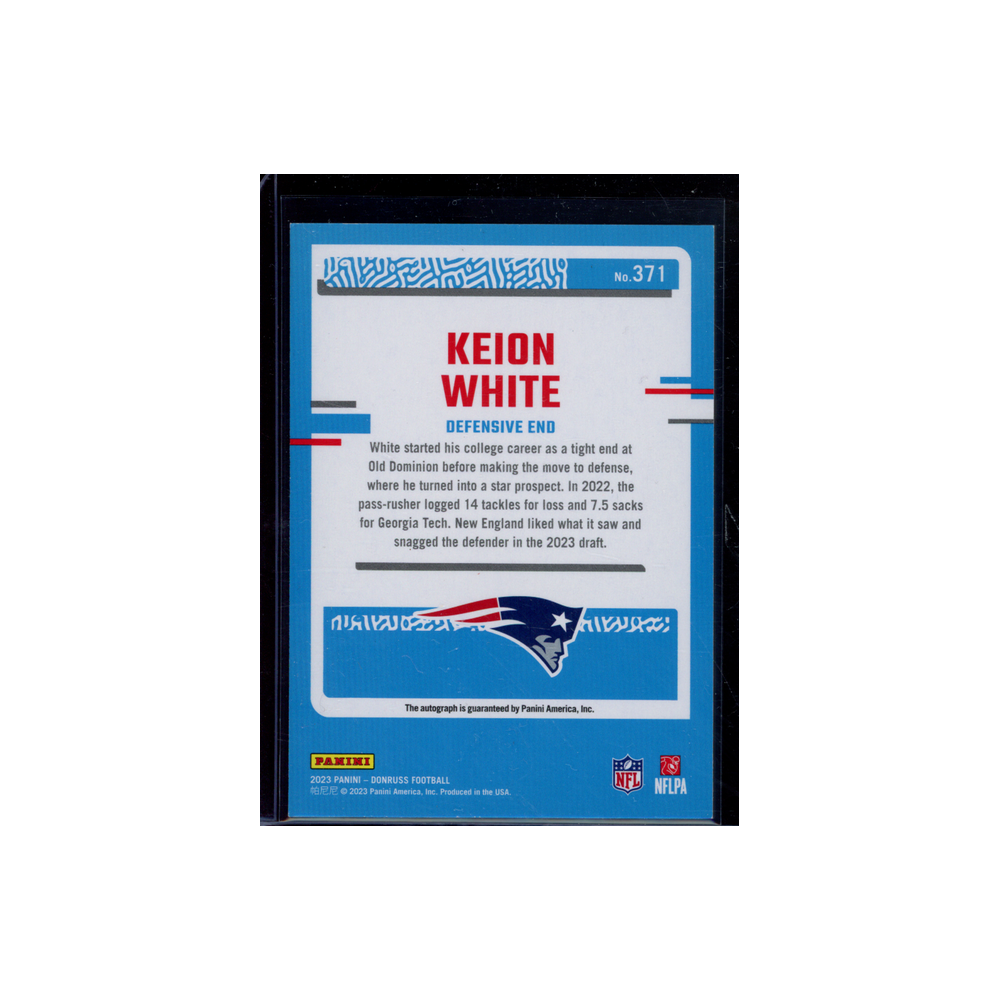 Keion White 2023 Panini Donruss Football Rated Rookie Orange Auto