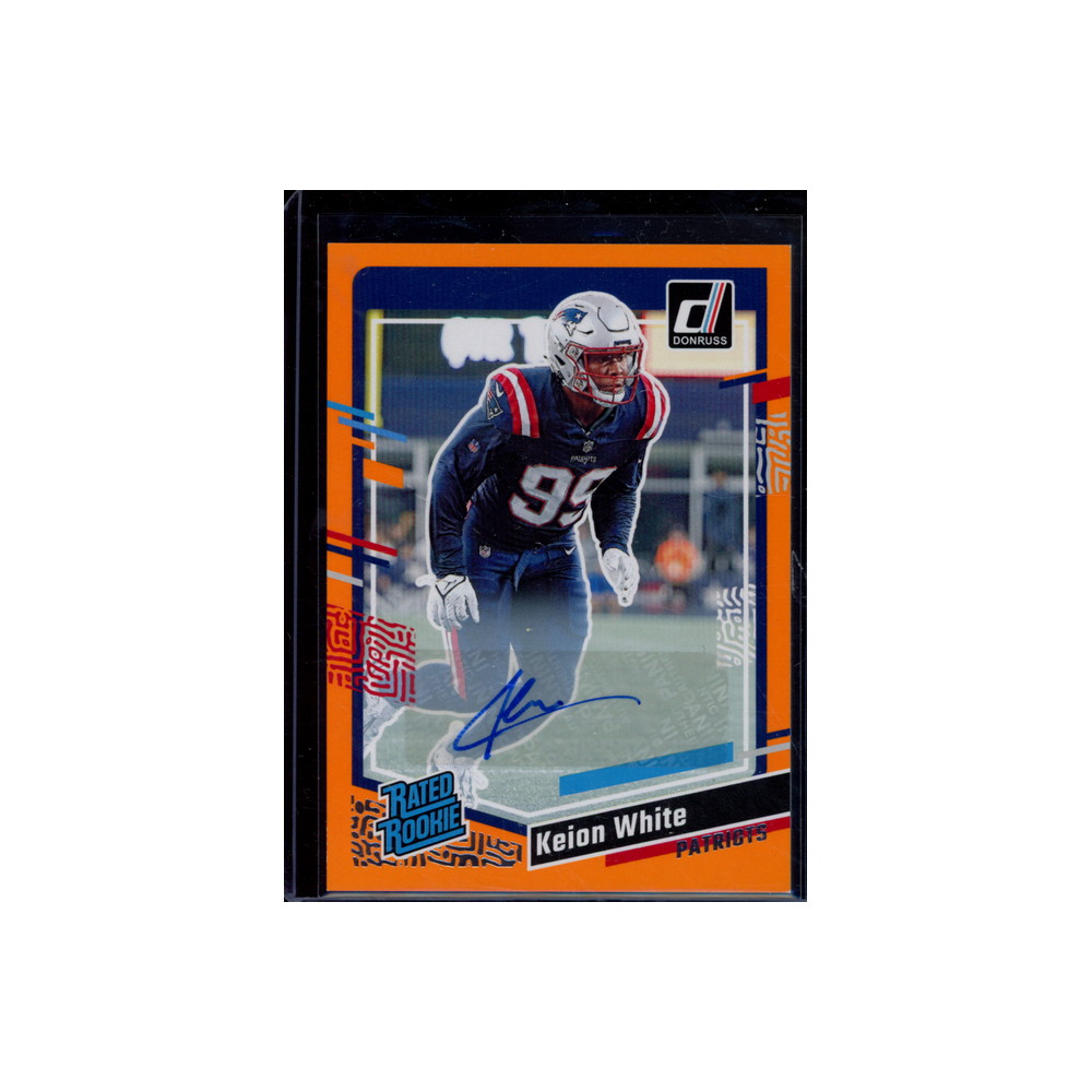 Keion White 2023 Panini Donruss Football Rated Rookie Orange Auto